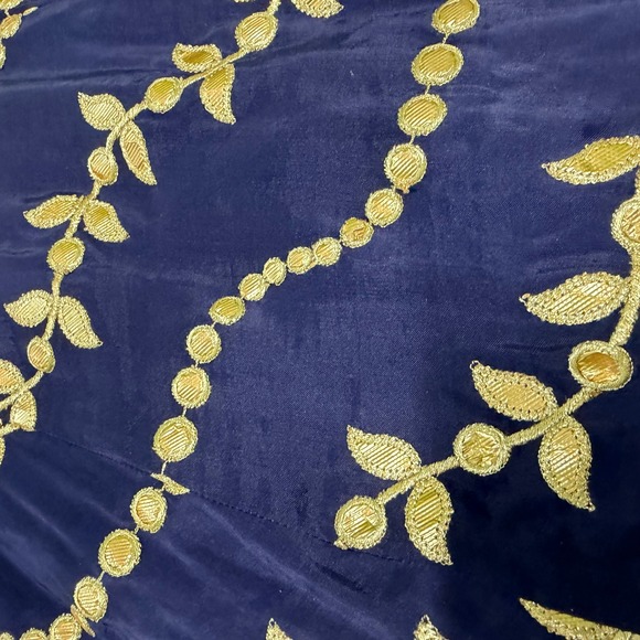 Navy Blue Gold Embroider Lehenga Full Maxi Skirt Indian Wedding Ethnic Beaded - Picture 11 of 11